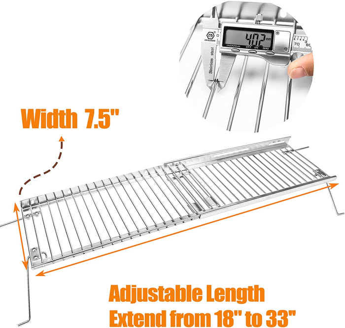 Grill Warming Rack for Char-Broil 3-6 Burner Gas Grills, 18-33'' Length x 7.5'' Width