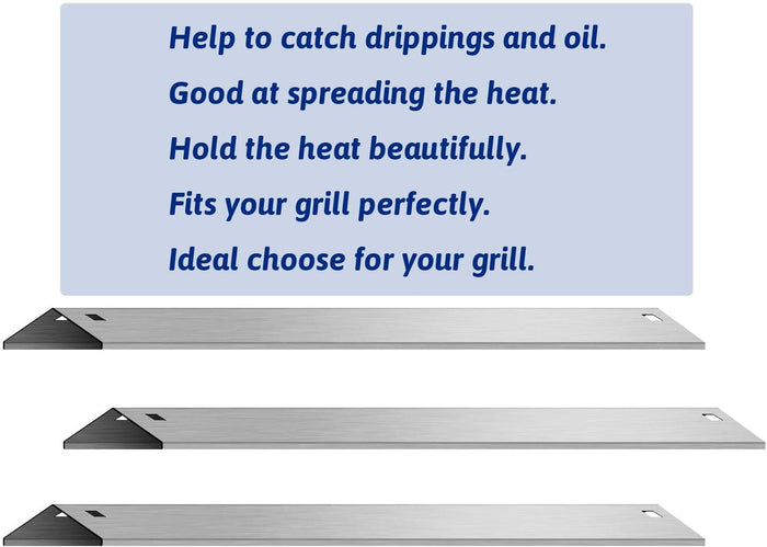 Heat Plates 3Pcs fits Char-Griller 3000, 3001, 3008, 3030, 3070, 3072, 4000 Grills, 18 15/16 X 3 7/8 Replacement Parts