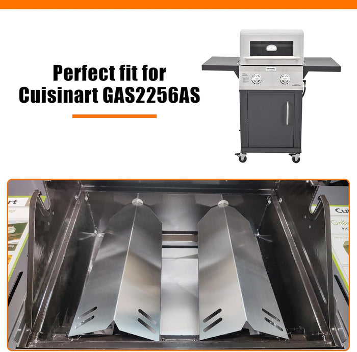 Heat Plates for Cuisinart GAS2256AS 2 Burner Gas Grill, 2 Pack Stainless Steel Heat Shield Tent