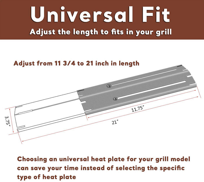 Adjustable Heat Plates Shield 4Pcs Kit for Grill King 810-9325-0 810-8425-S, 11.75 to 21" x 3.75''