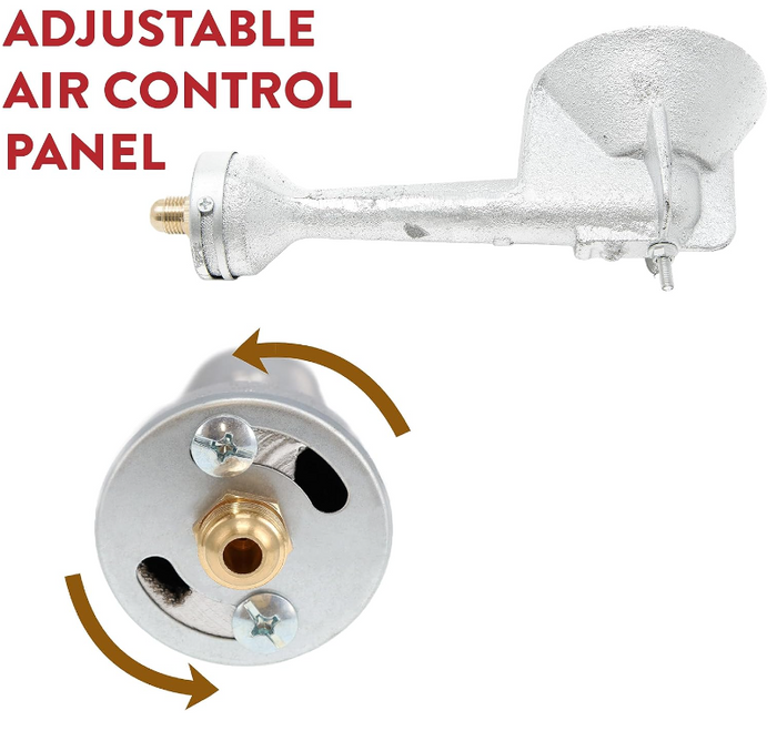High Pressure Cast-Iron Round Burner Head with Brass Fitting O, Burner Head + Regulator & Hose