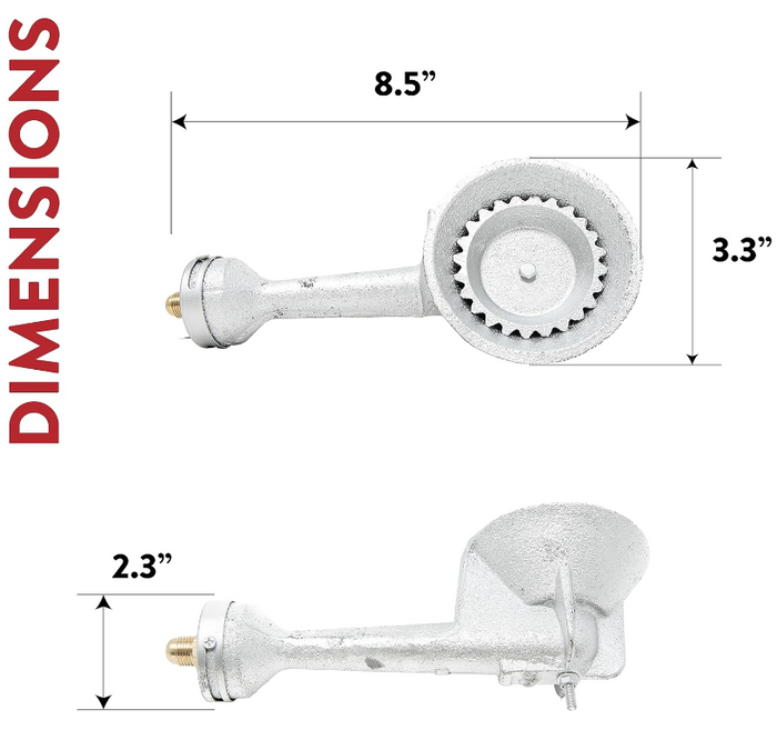 High Pressure Cast-Iron Round Burner Head with Brass Fitting O, Burner Head + Regulator & Hose