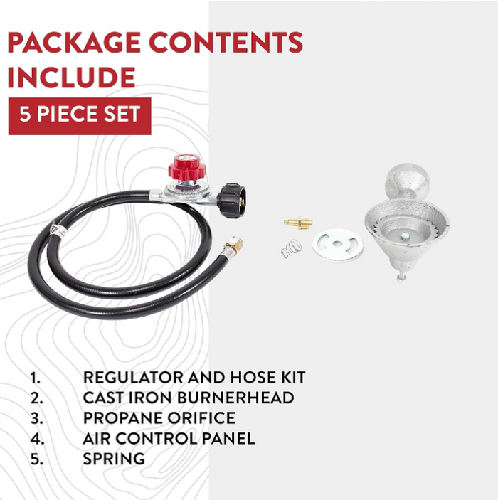 High Pressure Cast-Iron Round Burner Head with Brass Fitting O, Burner Head + Regulator & Hose