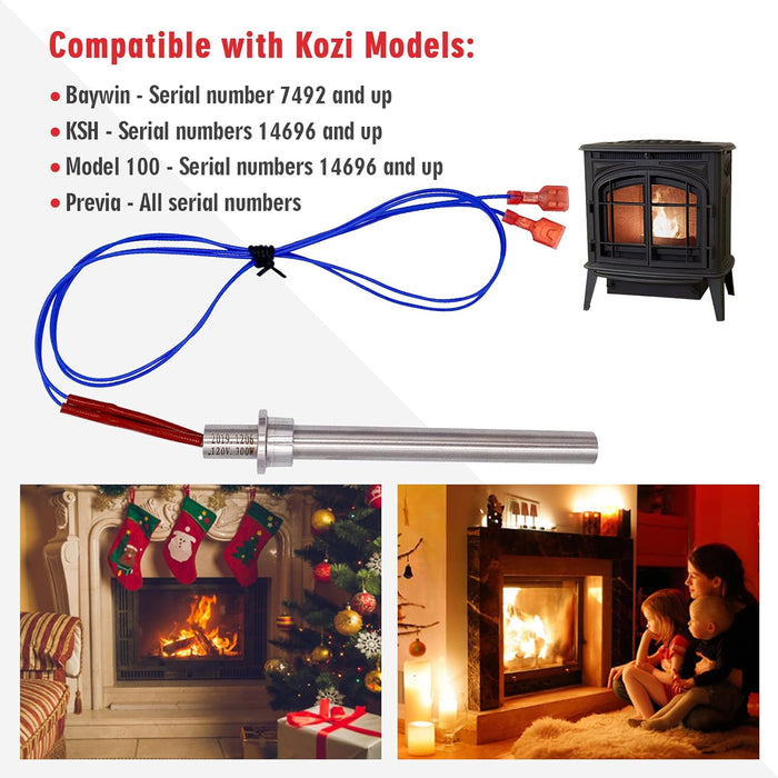 Hot Rod Igniter for Kozi Pellet Stoves, 300W 120V Replacement Part EC2-HA-120-AMP