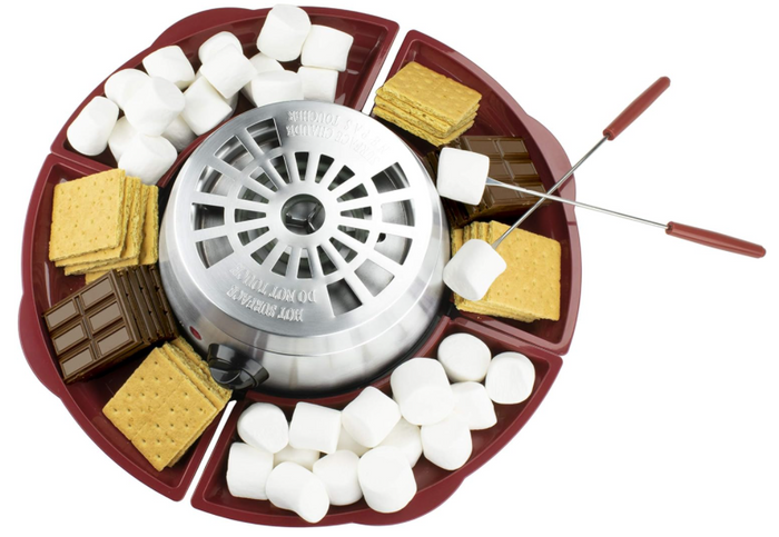 Indoor Electric Stainless Steel S’Mores Maker Marshmallow Roaster with 4 Trays and 4 Roasting Forks