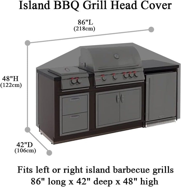 Island BBQ Grill Premium Head Cover fits for Barbecue Island Grills, 86"L x 42"W x 48"H