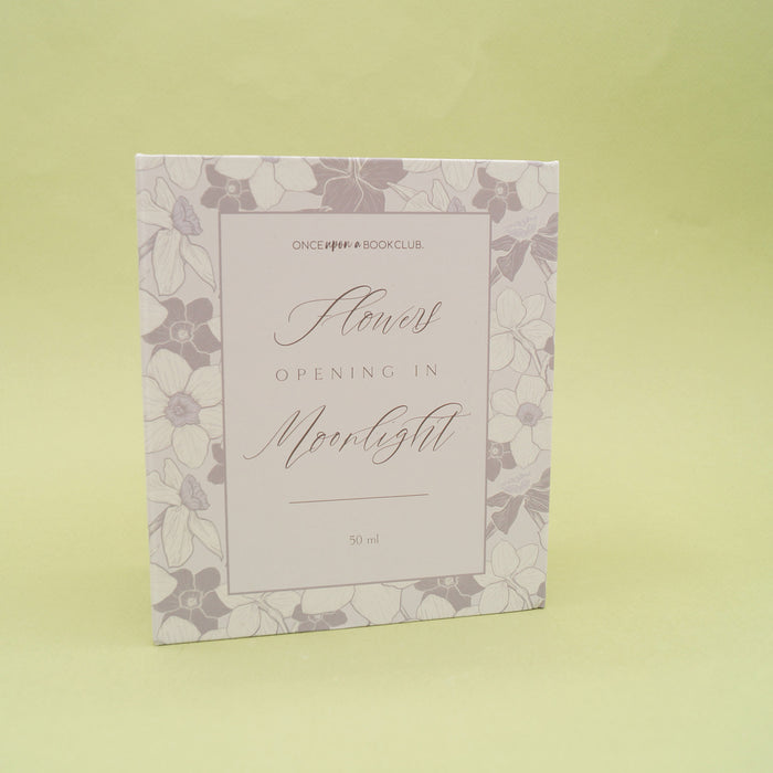 A purple box that reads "Flowers opening in Moonlight".