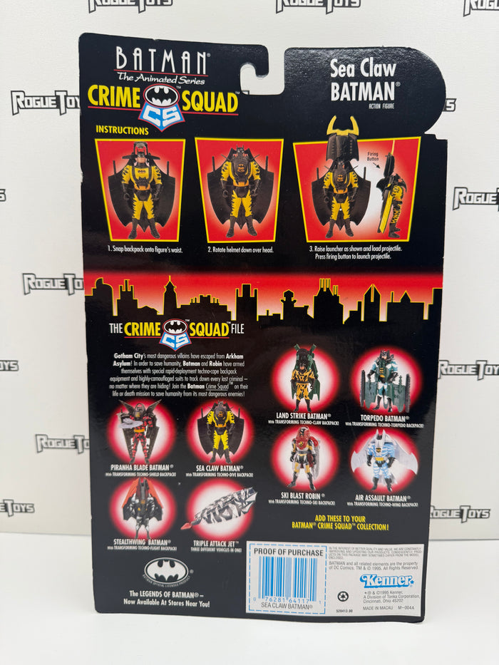 Kenner Batman The Animated Series Crime Squad Sea Claw Batman with Transforming Techno-Dive Backpack!