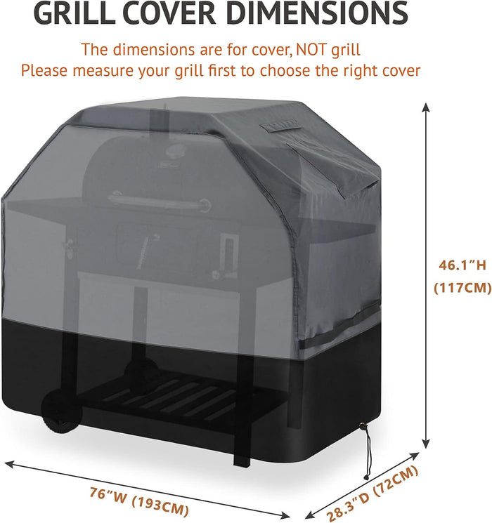 Large Grill Cover 76'' W x 28.3" D x 46.1" H fits for 6 and more Burner Gas Grills, fits Combo Grills