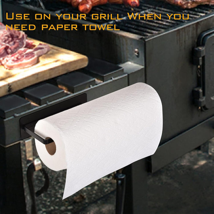 Magnetic Paper Towel Holder Bar Rack for BBQ Grills Griddles Toolbox RVs Tailgates, 12”(L) x 3”(H)