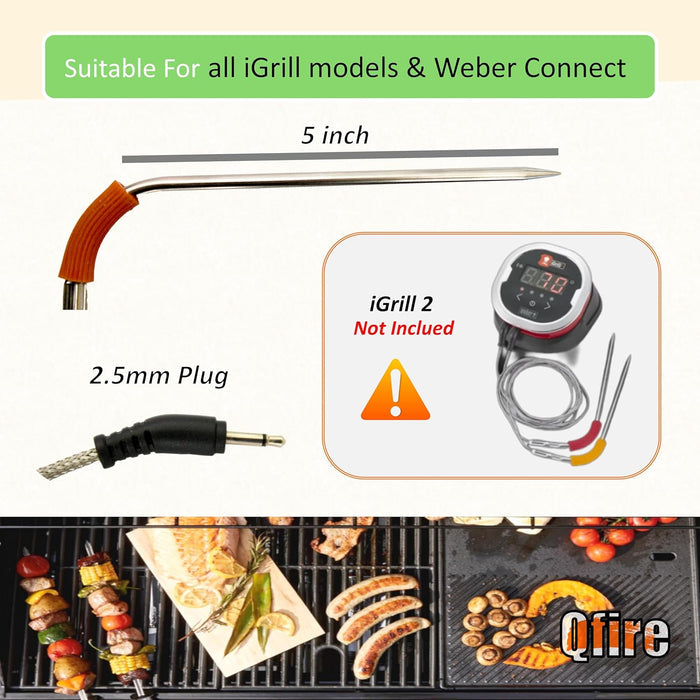 Meat Probe Compatible with Weber SmokeFire EX4/EX6 Wood Fired Pellet Grill, 2-Pack