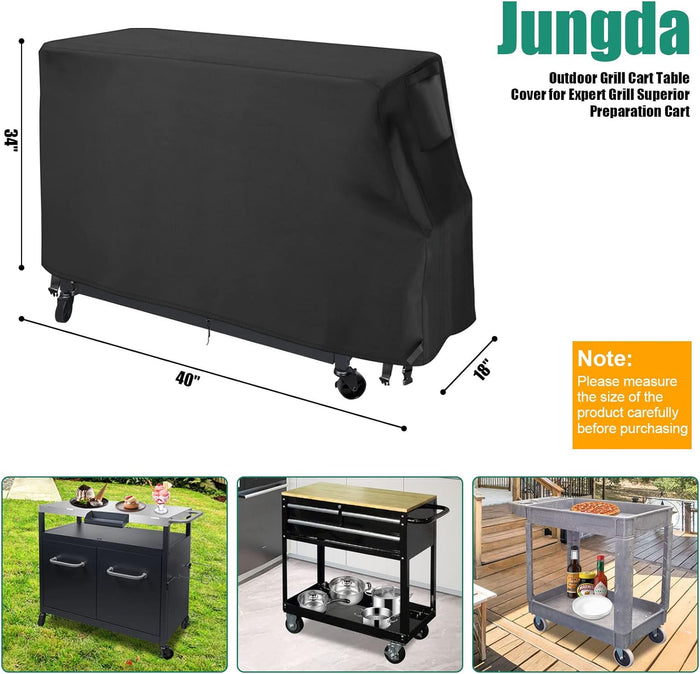 Outdoor Prep Patio Table Grill Cart Cover for Expert Grill Superior Preparation Cart, 40 x 18 x 35 Inch