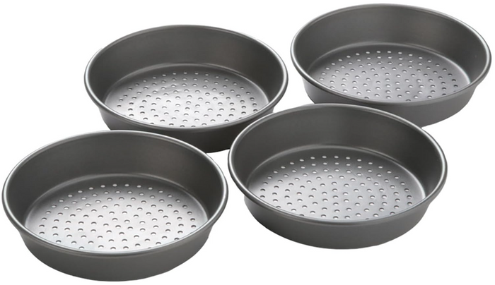 Perforated Mini-Deep Dish Pizza Pan Set, 7 Inch (4pcs)