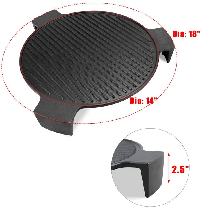 Cast Iron Plate Setter for 18" Kamado grilll Big Green Egg etc, Grooved Pizza Stone, Smokin' Stone