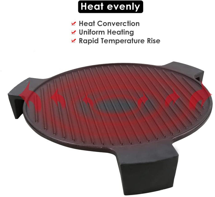 Cast Iron Plate Setter for 18" Kamado grilll Big Green Egg etc, Grooved Pizza Stone, Smokin' Stone