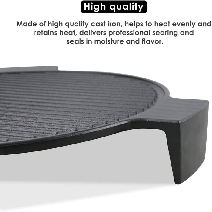 Cast Iron Plate Setter for 18" Kamado grilll Big Green Egg etc, Grooved Pizza Stone, Smokin' Stone