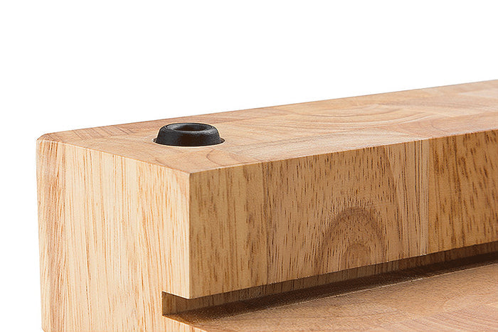 Planche à découper Continenta en bois 39x27x6cm + bac inox - Hévéa