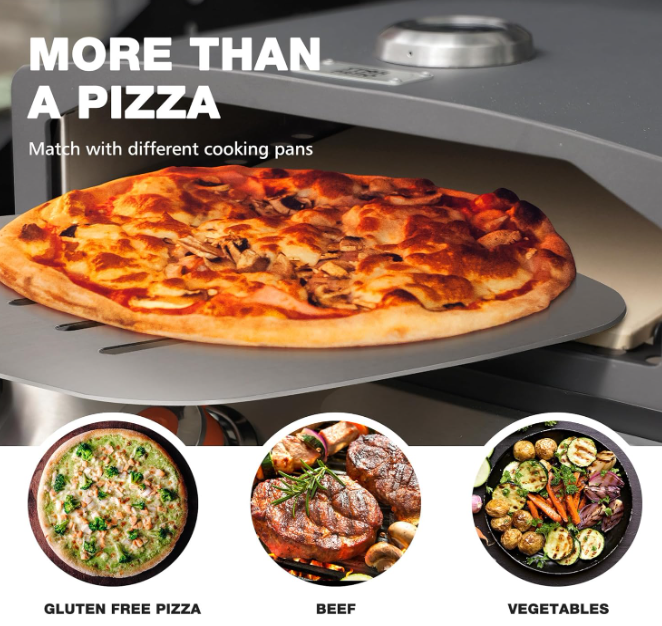 Portable Grill Top Pizza Oven with Pizza Stone, Peel and Thermometer for Charcoal Grill, Gas Grills