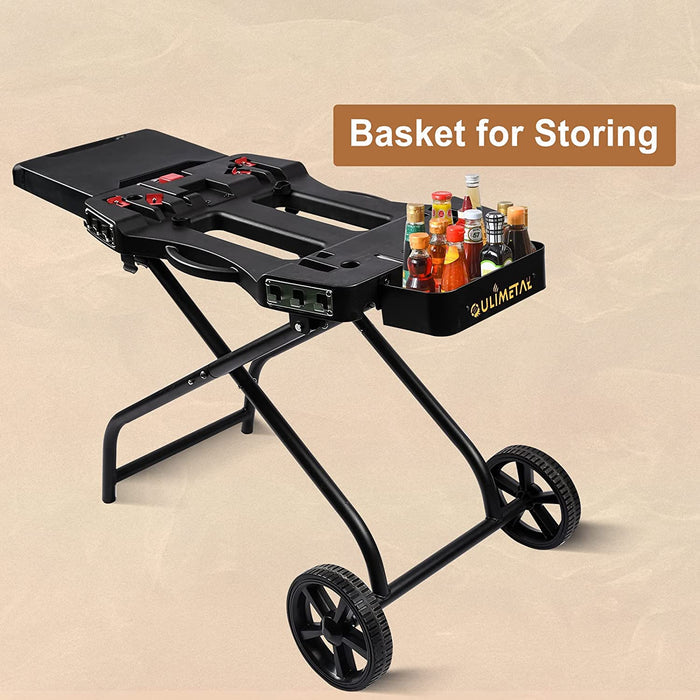 Portable Cart for Weber Q Series Gas Grills and 17 inch, 22 inch Flat Top Griddles