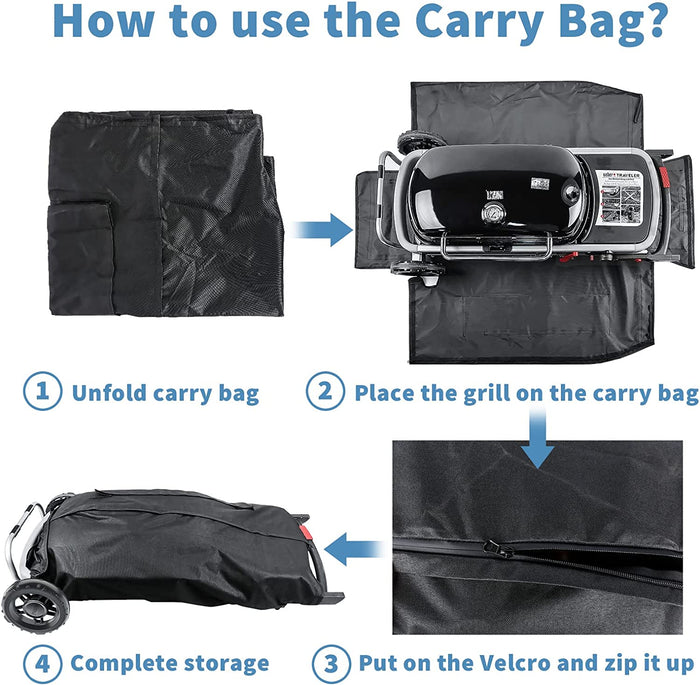 Grill Cover for Weber 9010001 Traveler Grill, 7030 Cargo Protector Storage Bag