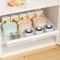 Pull Out Cabinet Organizer Expandable 13-21 Inch Wide, White No-Drill Slide Out Drawers Kitchen Cabinets, Pantry Spice Pot and Pan Organizer
