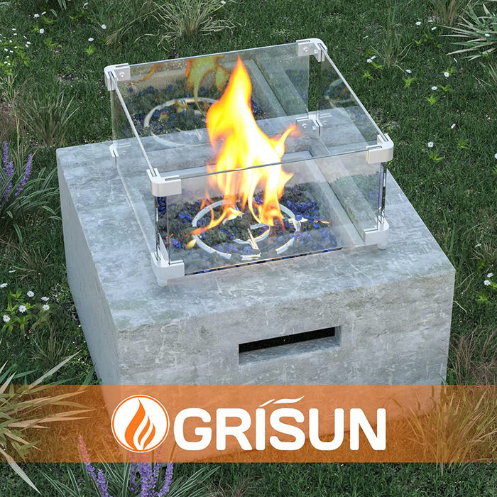 Rectangle Fire Pit Glass Wind Guard, 22 x 22 x 6 inch, Thick 5/16'' Heat-Resistant Tempered Glass Guard