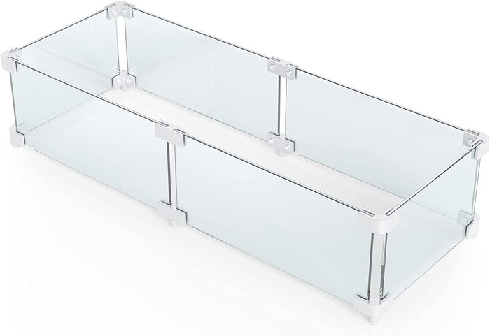 Rectangle Fire Pit Glass Wind Guard, 30 x 6 x 6 inch, Thick 5/16'' Heat-Resistant Tempered Glass Guard