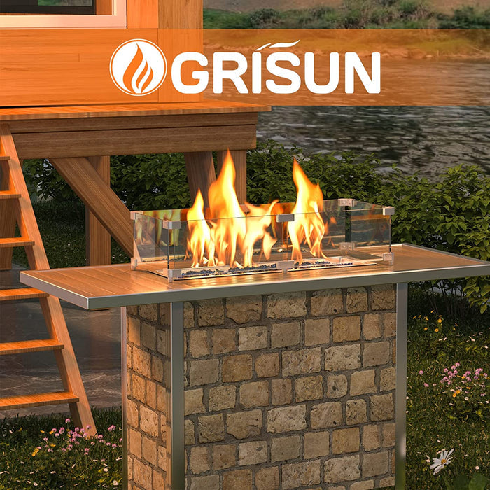 Rectangle Fire Pit Glass Wind Guard, 30 x 6 x 6 inch, Thick 5/16'' Heat-Resistant Tempered Glass Guard
