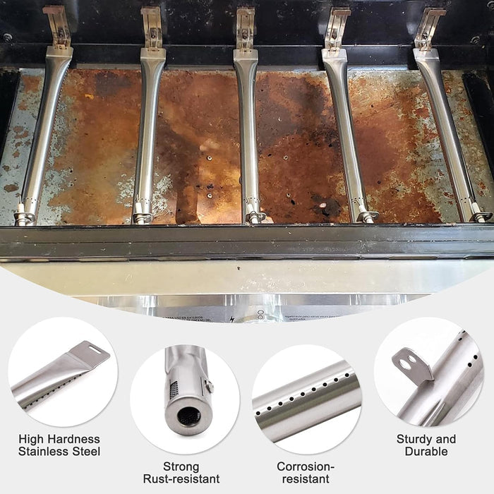 Repair kit for Dyna Glo 6 Burner DGB610SSP, DGF600SSP Gas Grills, Burner Tube + Heat Plates Kit