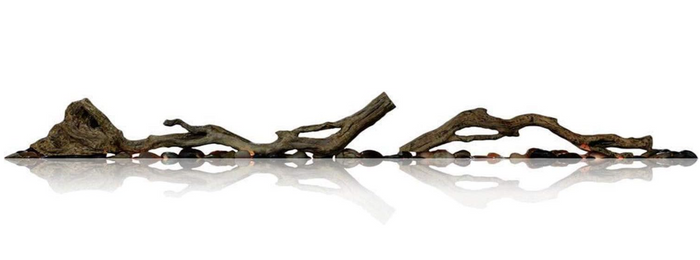 Replacement Driftwood and River Rock Accessory for 50" Prism Series Linear Fireplaces, Only Logs Set