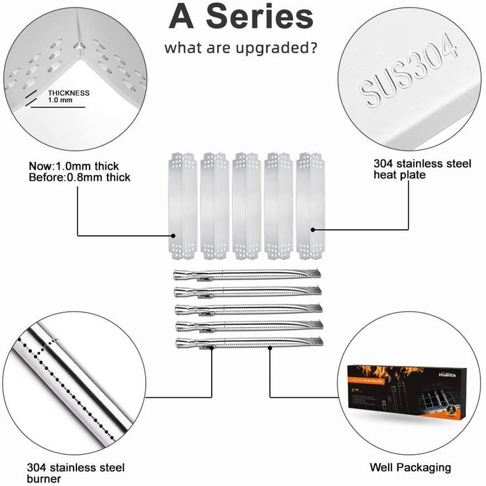 Repair Kit for Nexgrill 720-0888N, 720-0888S, 720-0888B, 720-0888, 720-0888A 5 Burner Gas Grills, Burners, Heat Plates and Igniters Kit