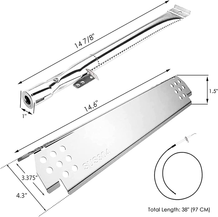 Repair Kit for Nexgrill 720-0888N, 720-0888S, 720-0888B, 720-0888, 720-0888A 5 Burner Gas Grills, Burners, Heat Plates and Igniters Kit