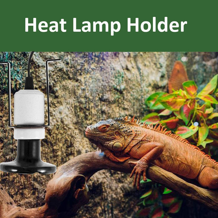 Reptile Ceramic Heat Lamp Holder Pet Heater Bracket for Heat Lamp Bulb 300W (Lamp Bulb Not Included)