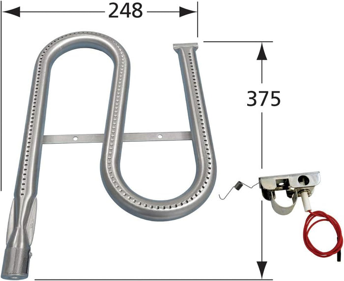 Right Burner for Ducane 1500, 1502, 1504, 1505, 2000, 3000, 4000, 4005, 5002, 5004, 5005 Gas Grills