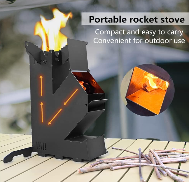 Rocket Stove for Cooking, Mini Portable Wood Burning Stove, Fire Camping Stove With Storage Bag