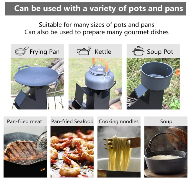 Rocket Stove for Cooking, Mini Portable Wood Burning Stove, Fire Camping Stove With Storage Bag