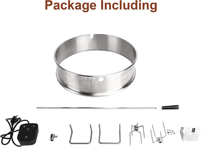 Rotisserie Ring Kit for Weber 22.5 Inch One-Touch Silver, Bar-B-Kettle, Master-Touch, Performer and Premium and other 22.5 Inch Charcoal Grills