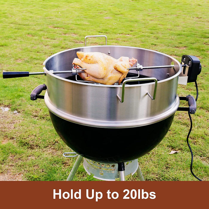 Rotisserie Ring Kit for Weber 22.5 Inch One-Touch Silver, Bar-B-Kettle, Master-Touch, Performer and Premium and other 22.5 Inch Charcoal Grills