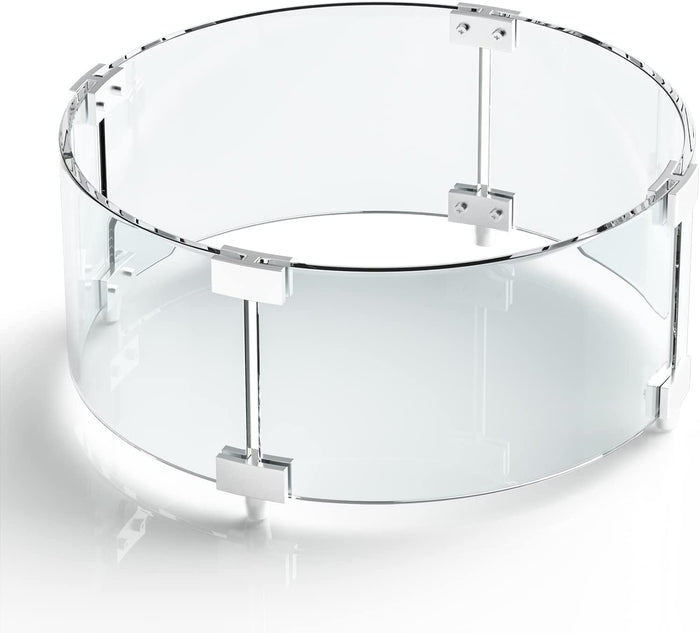 Round Fire Pit Glass Wind Guard, 17 x 17 x 6 inch, Thick 5/16'' Heat-Resistant Tempered Glass Guard