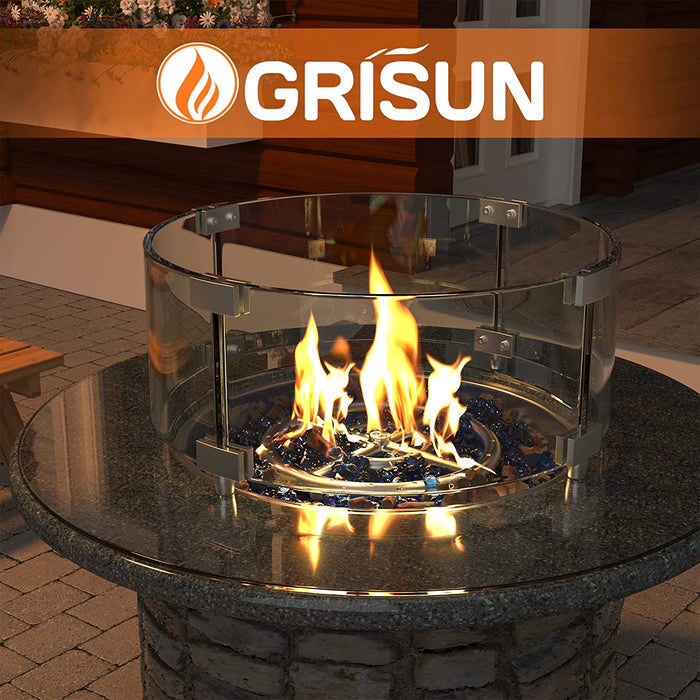 Round Fire Pit Glass Wind Guard, 17 x 17 x 6 inch, Thick 5/16'' Heat-Resistant Tempered Glass Guard
