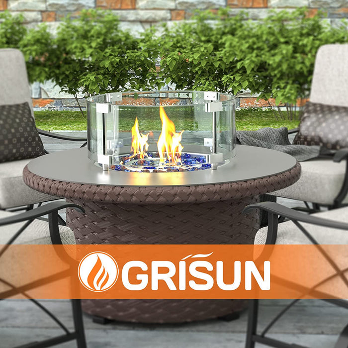 Round Fire Pit Glass Wind Guard, 17 x 17 x 6 inch, Thick 5/16'' Heat-Resistant Tempered Glass Guard