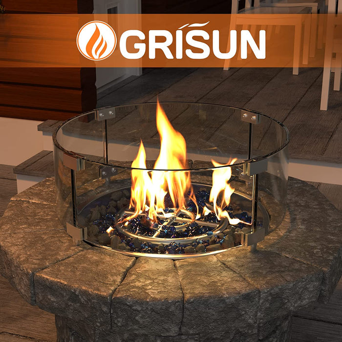 Round Fire Pit Glass Wind Guard, 23 x 6 inch, Thick 5/16'' Heat-Resistant Tempered Glass Guard