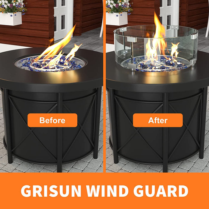 Round Fire Pit Glass Wind Guard, 23 x 6 inch, Thick 5/16'' Heat-Resistant Tempered Glass Guard