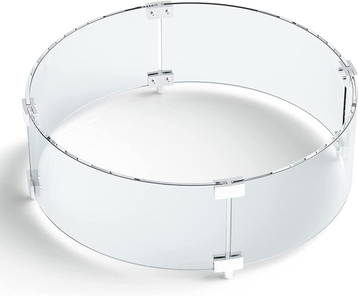 Round Fire Pit Glass Wind Guard, 26 x 6 inch, Thick 5/16'' Heat-Resistant Tempered Glass Guard