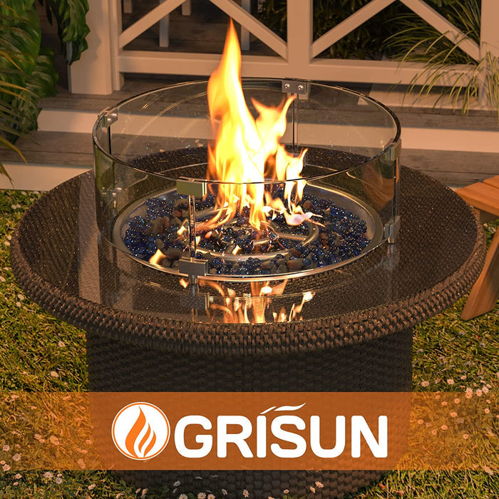 Round Fire Pit Glass Wind Guard, 26 x 6 inch, Thick 5/16'' Heat-Resistant Tempered Glass Guard