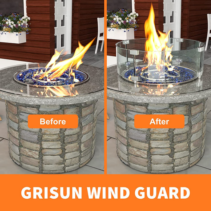 Round Fire Pit Glass Wind Guard, 30 x 30 x 6 inch, Thick 5/16'' Heat-Resistant Tempered Glass Guard