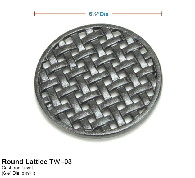 Round Lattice woodstove Tabletop cast Iron Trivet, Black Round