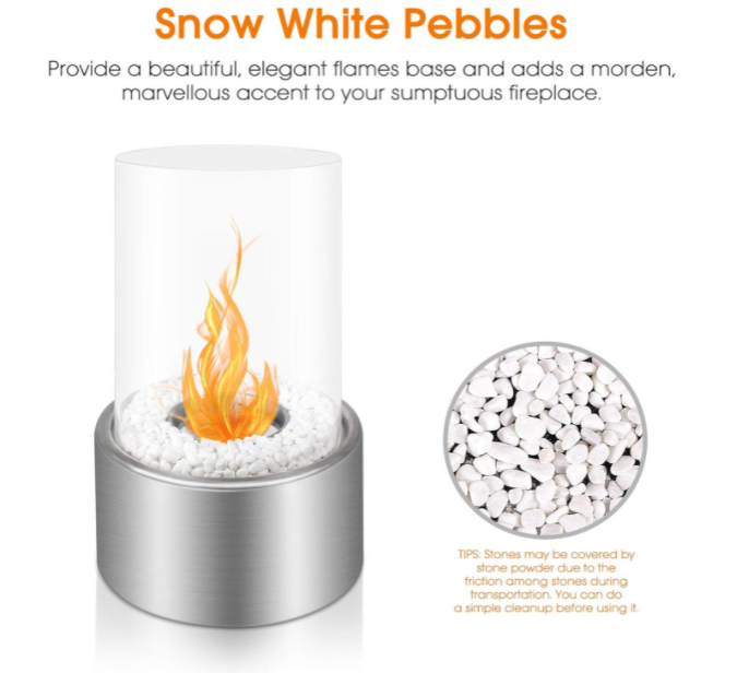 Round Ventless Tabletop Portable Fire Bowl Pot Bio Ethanol Fireplace, 5.7"D x 7"W x 7"H