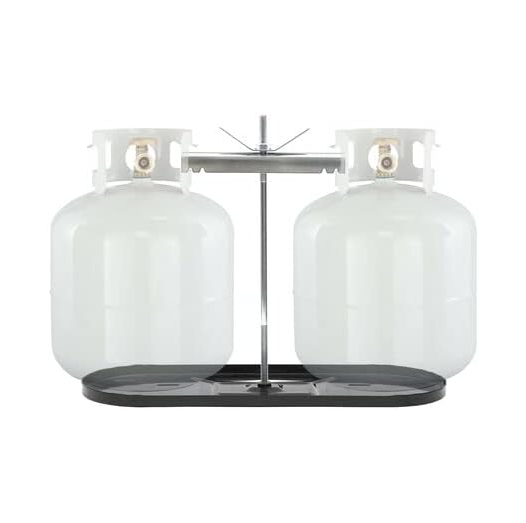 RV Dual Propane Tank Holder, 20lb Propane Tank Cylinder Rack for RVs and Trailers, Black