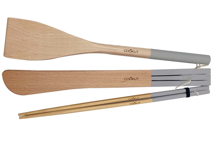 Set de 3 ustensiles Cookut en bois pour L'Incroyable Poêle et L'Incroyable Wok - Perle